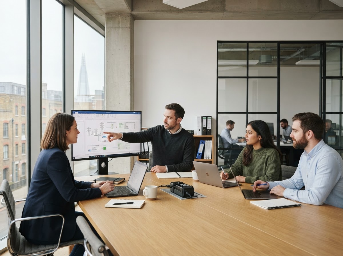 Easypower analysts reviewing portfolio risk data on screen
